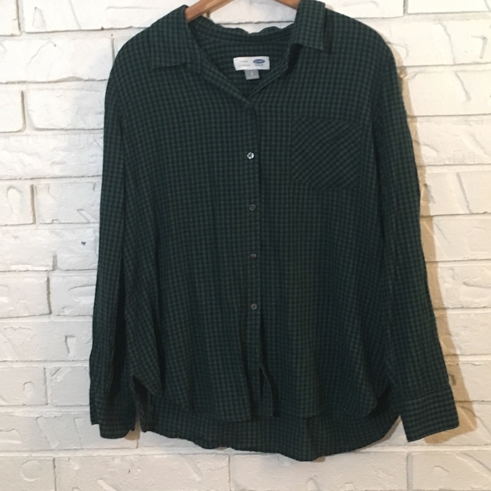 Black and Green Checked Cotton Button Down